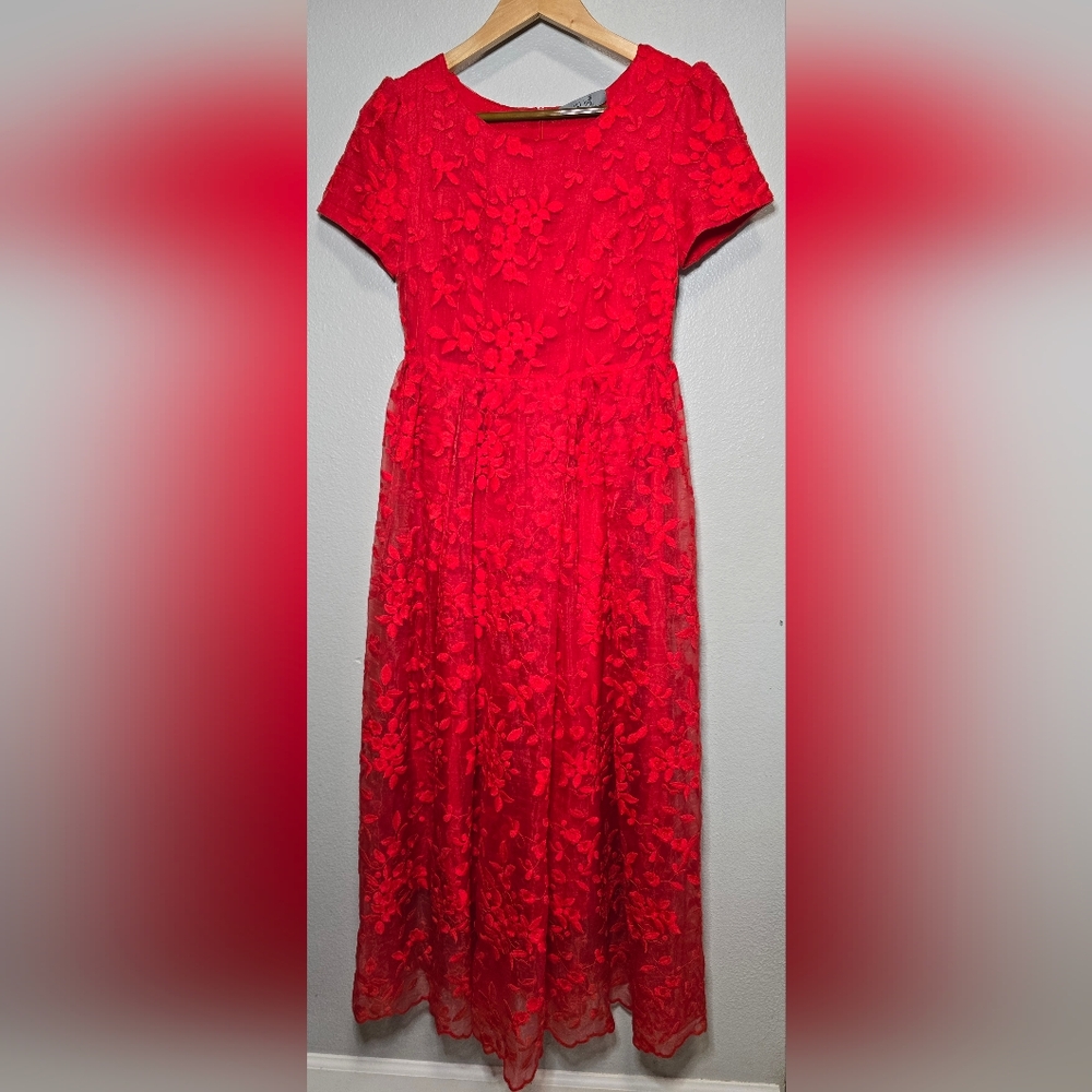 Elegant Red Lace Dress